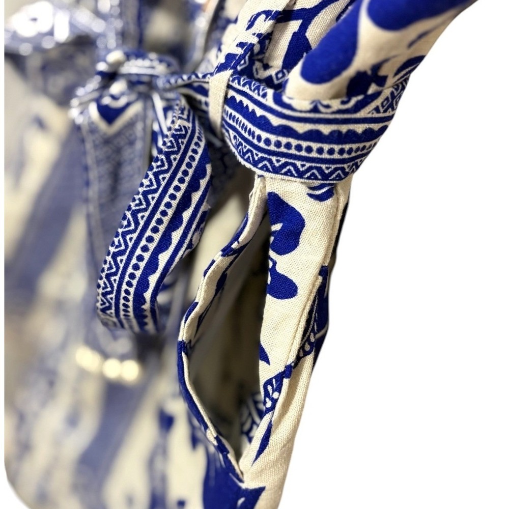 Rachel Zoe Blue and White Floral Print Tie-Waist Romper - Picture 7 of 10